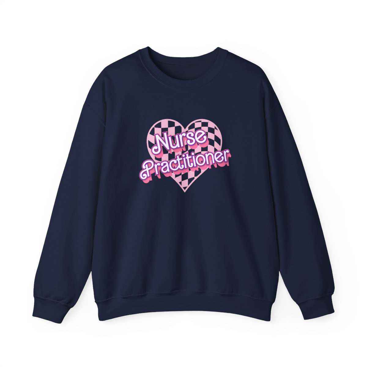 Nurse Practitioner Checkered Heart Long Sleeve Sweatshirt