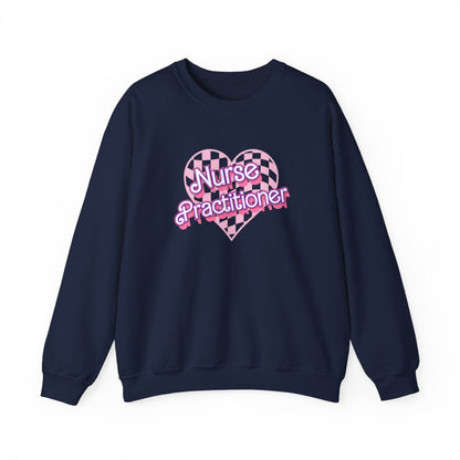 Nurse Practitioner Checkered Heart Long Sleeve Sweatshirt