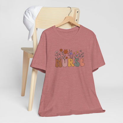 Nurse Flower Retro Short Sleeve Tee