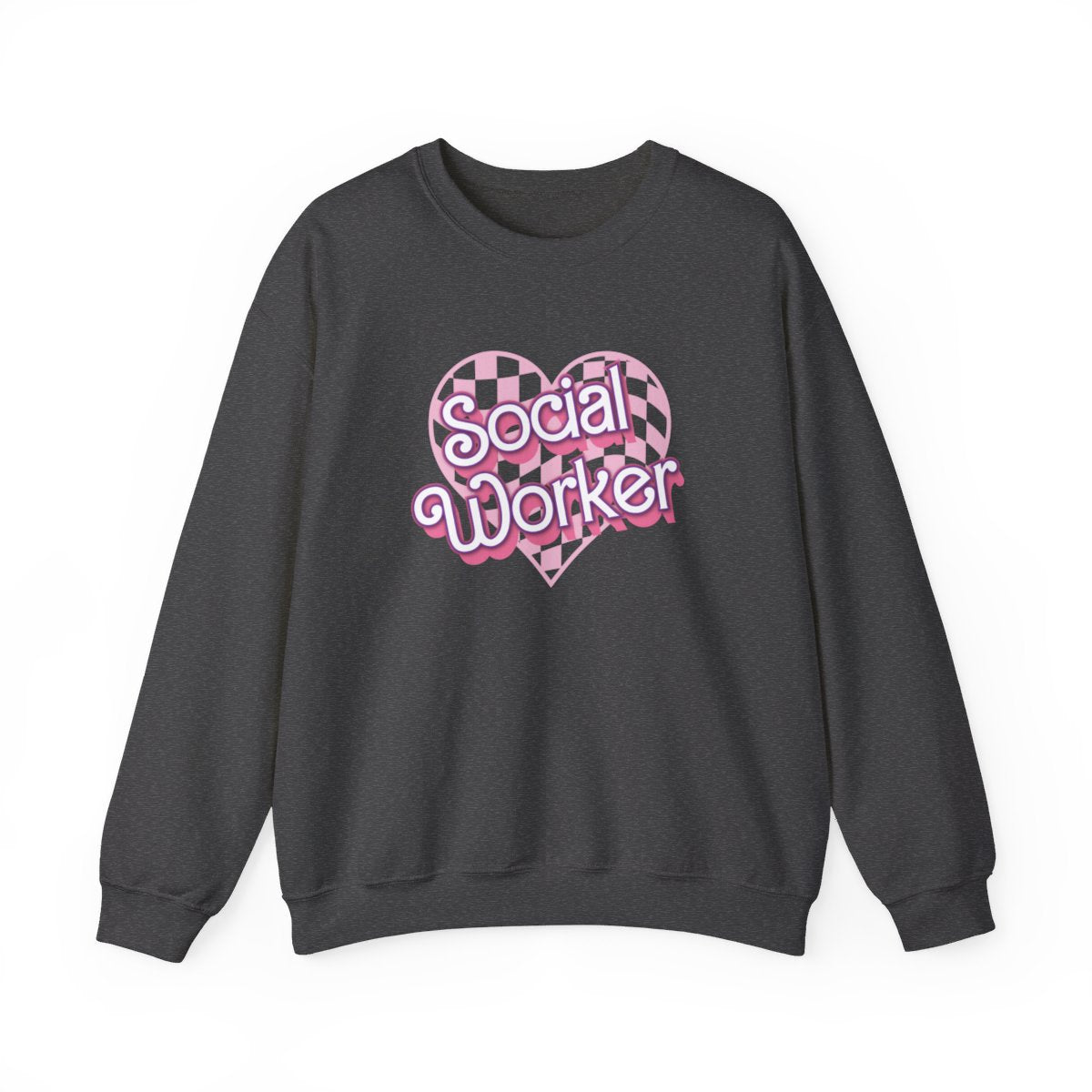 Social Worker Checkered Heart Long Sleeve Sweatshirt
