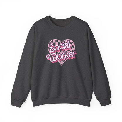 Social Worker Checkered Heart Long Sleeve Sweatshirt