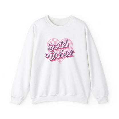 Social Worker Checkered Heart Long Sleeve Sweatshirt