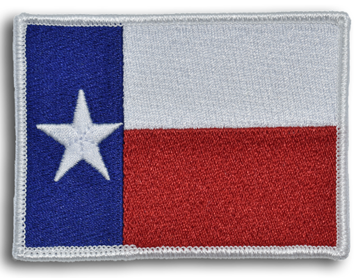 Embroidered Texas Flag Patches Merrowed Border (White)