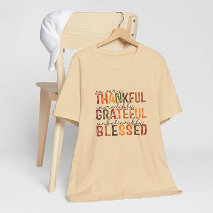 Thankful Grateful Blessed2 Short Sleeve Tee