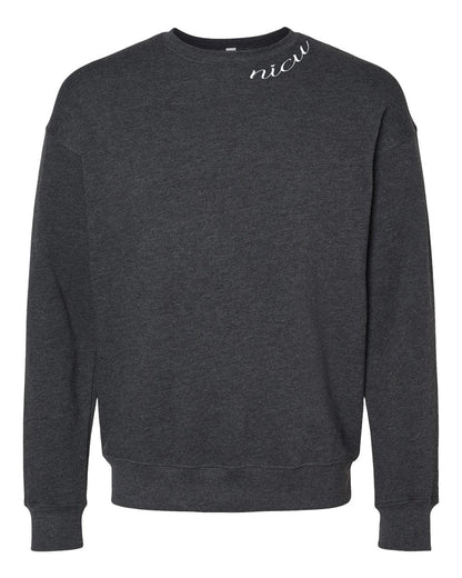 NICU Collar White Script Long Sleeve Sweatshirt