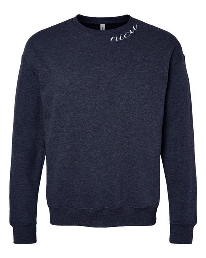 NICU Collar White Script Long Sleeve Sweatshirt